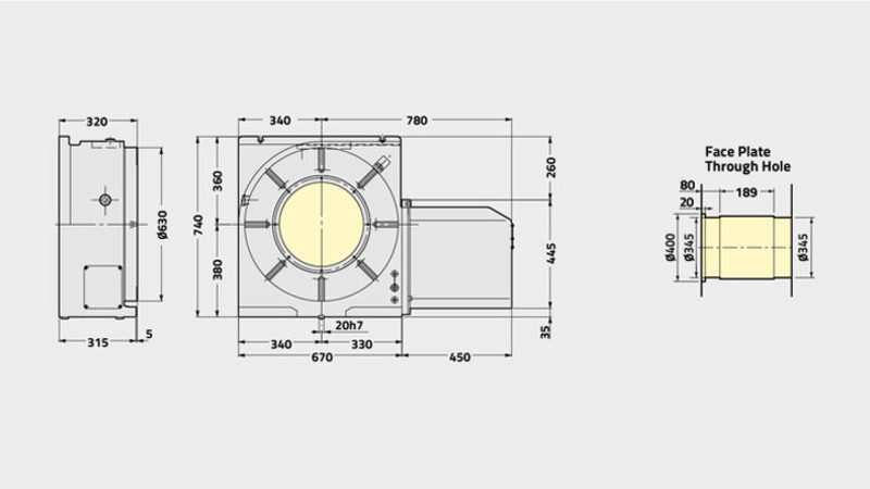 CNCB630 Rotary Table Technical Diagram 