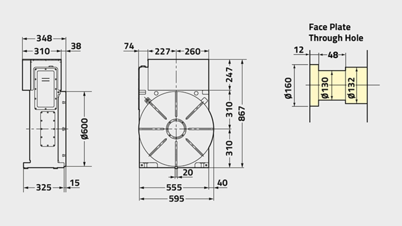 CNC601T Rotary Table Technical Diagram 