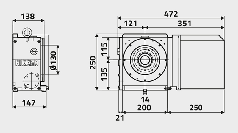NCT(Z)200 Rotary Table Technical Diagram 