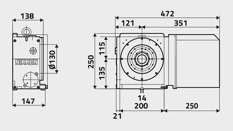 NCT(Z)200 Rotary Table Technical Diagram 