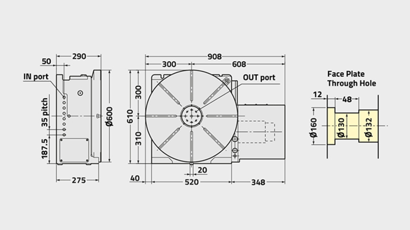  CNC(Z)601 Rotary Table Technical Diagram