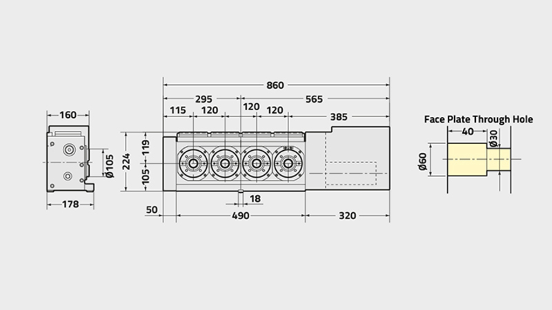 CNC(Z)100-4W Rotary Table Technical Diagram 