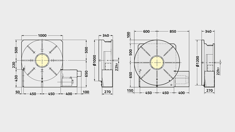 CNC1000 Rotary Table Technical Diagram