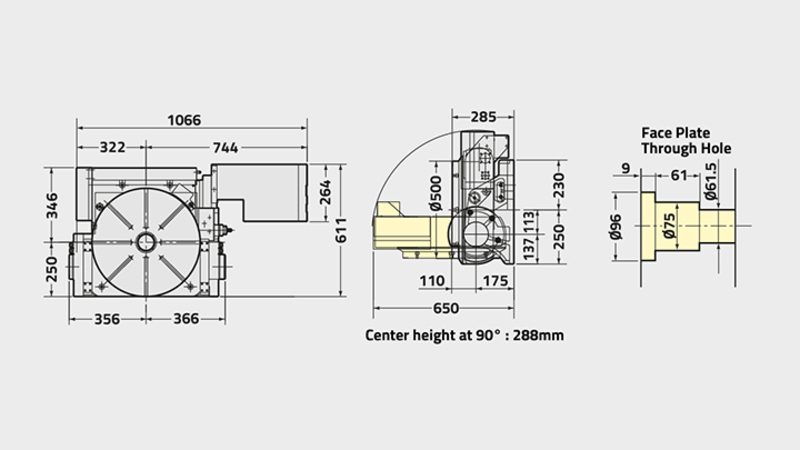 NST500 Rotary Table Technical Diagram
