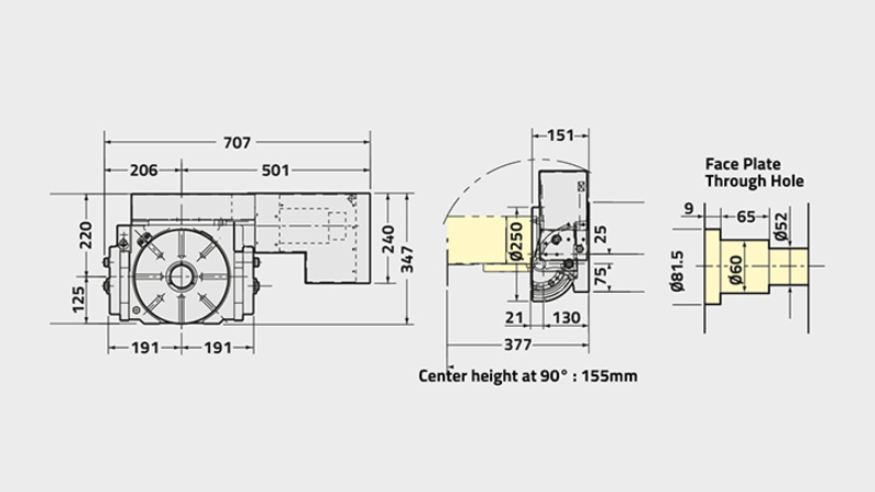 NST250 Rotary Table Technical Diagram