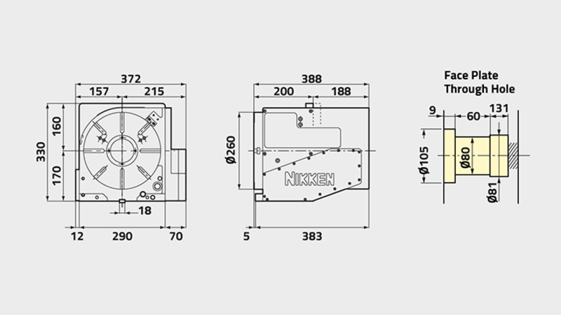 CNC(Z)260B Rotary Table Technical Diagram 