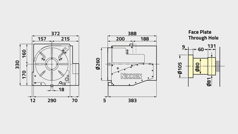 CNC(Z)260B Rotary Table Technical Diagram