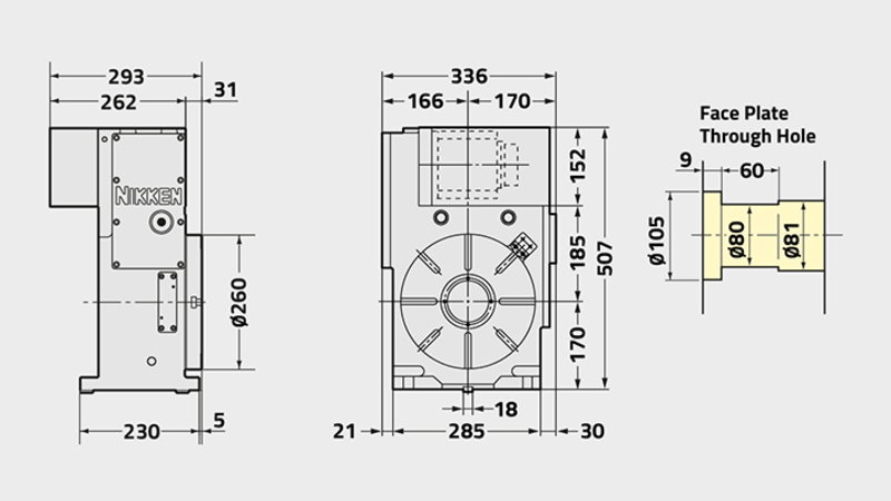 CNC(Z)260T Rotary Table Technical Diagram 