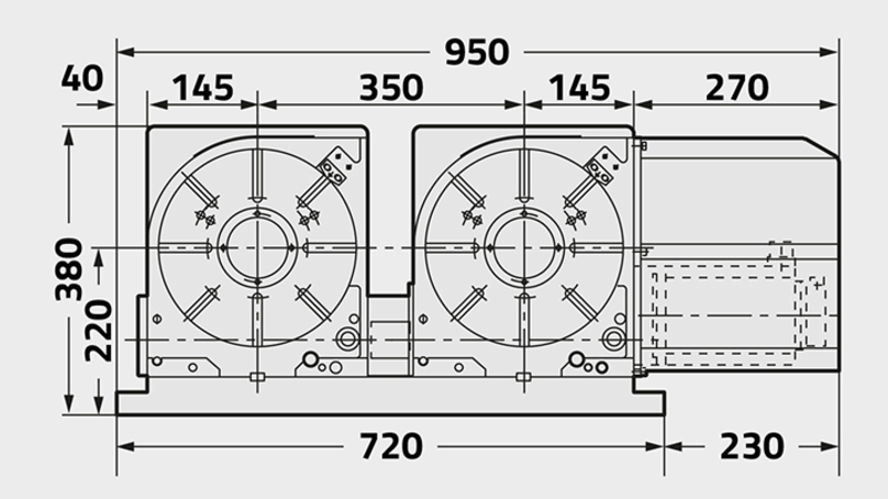 CNC260-2W Rotary Table Technical Diagram
