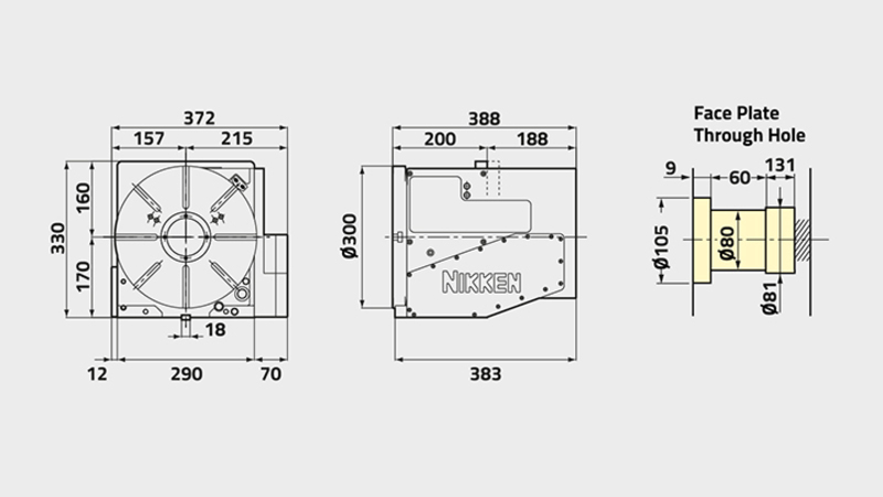 CNC(Z)302B Rotary Table Technical Diagram