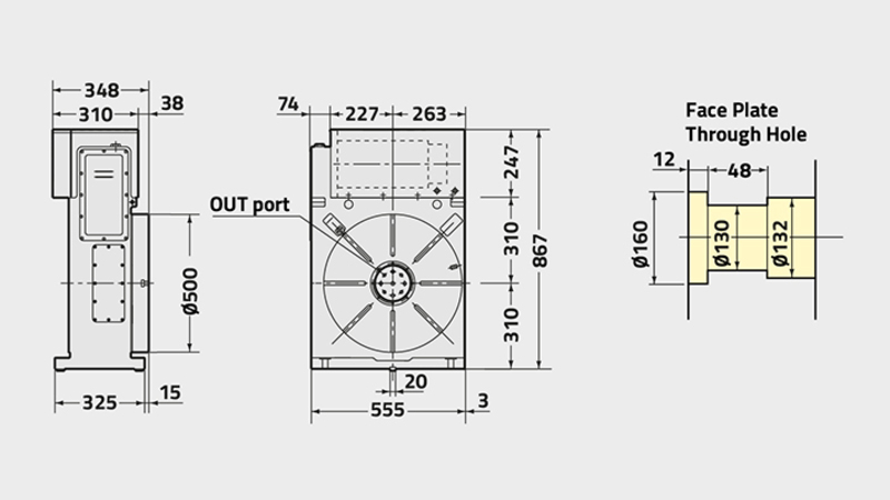 CNC501T Rotary Table Technical Diagram 