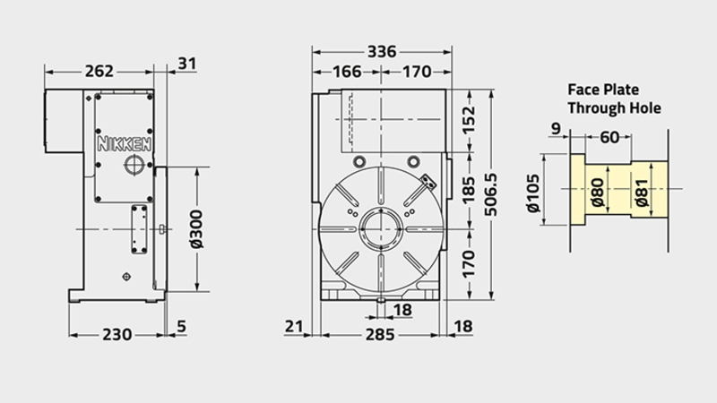 CNC(Z)302T Rotary Table Technical Diagram 