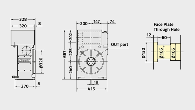 CNC321T Rotary Table Technical Diagram 