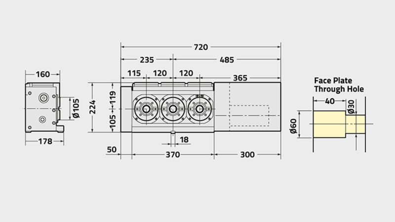 CNC(Z)100-3W Rotary Table Technical Diagram 