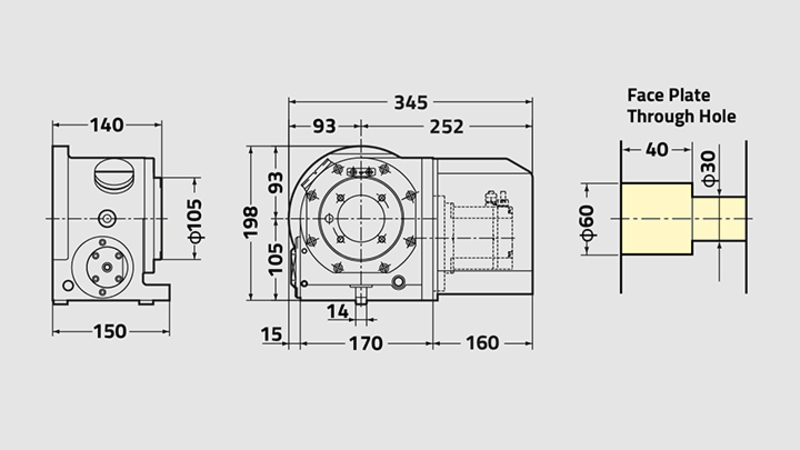 CNC(Z)105 Rotary Table Technical Diagram