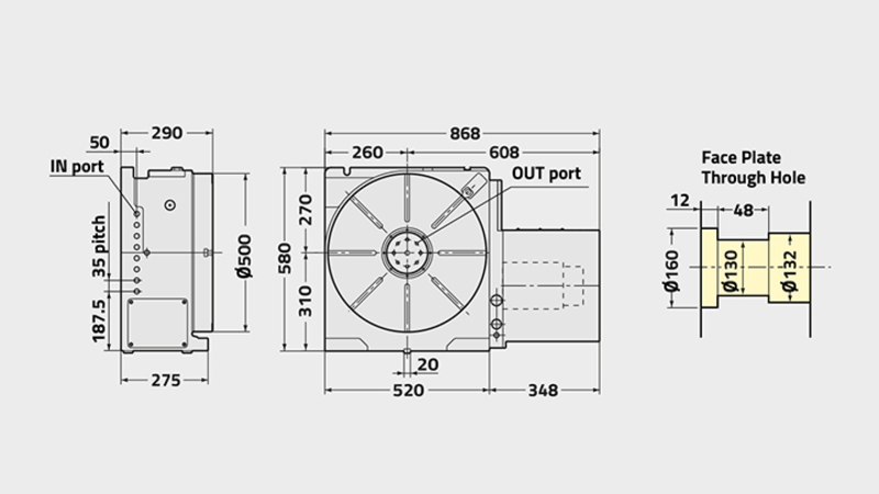 CNC(Z)501 Rotary Table Technical Diagram