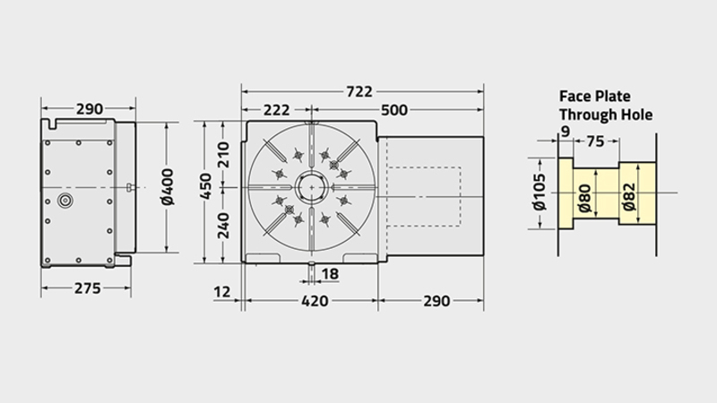 NSVX400 Rotary Table Technical Diagram