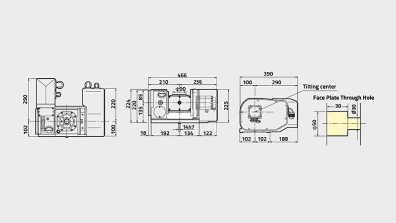 5AX-100 5th Axis Rotary Table Technical Diagram