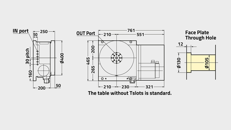 CNC(Z)400H Rotary Table Technical Diagram 
