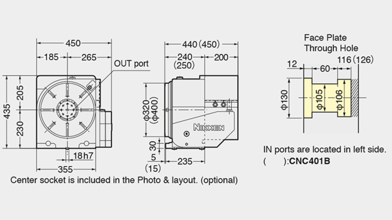 CNC(Z)401B Rotary Table Technical Diagram 