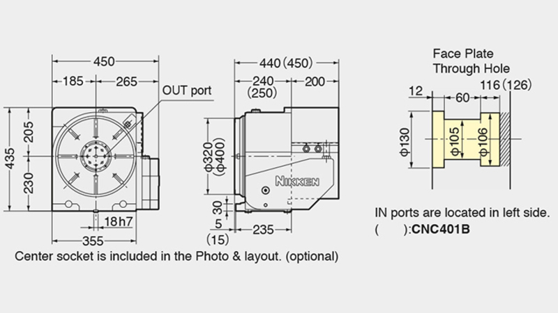 CNC(Z)401B Rotary Table Technical Diagram
