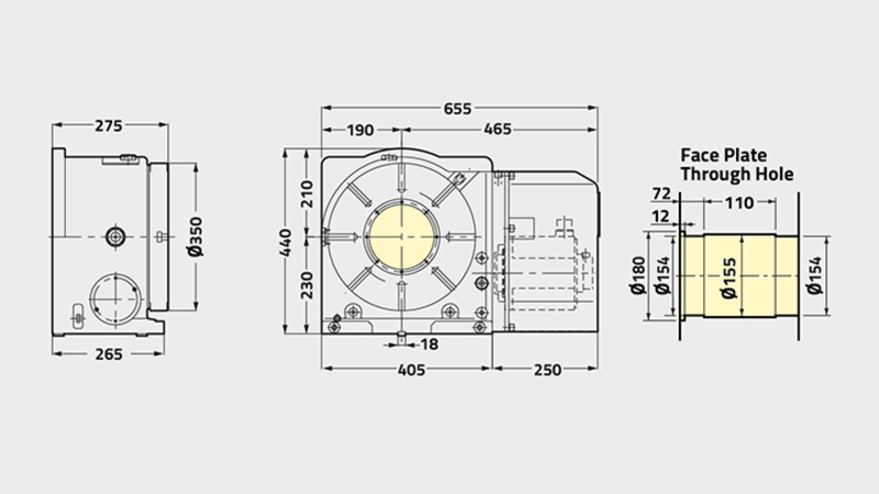  CNCB350 Rotary Table Technical Diagram 