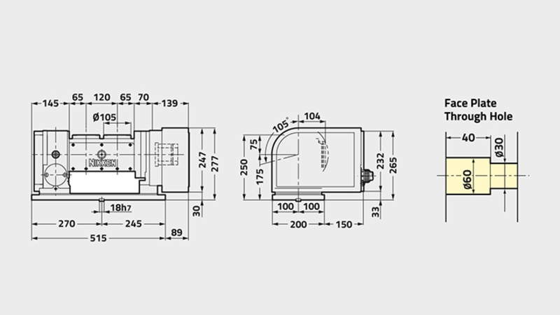 5AX-2MT-105 5th Axis Rotary Table Technical Diagram