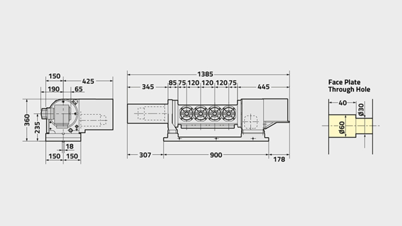 5AX-4MT-120 5th Axis Rotary Table Technical Diagram