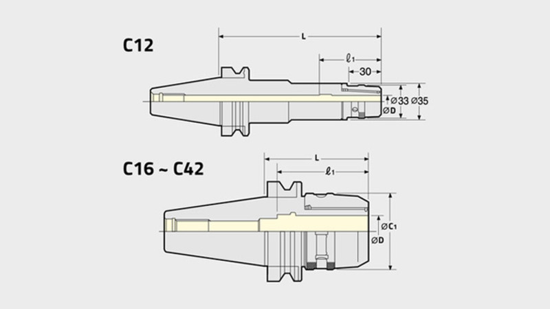 Multi-Lock Milling Chuck Technical Diagram