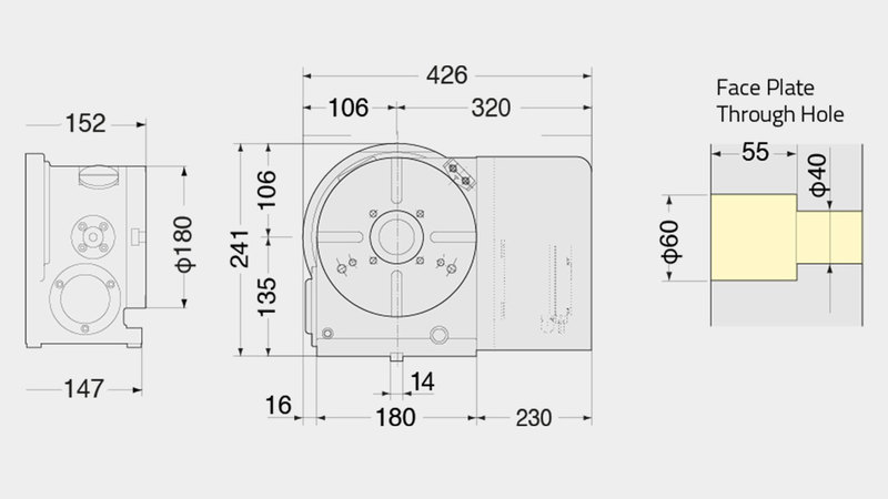 CNC(Z)180 Rotary Table Technical Diagram 