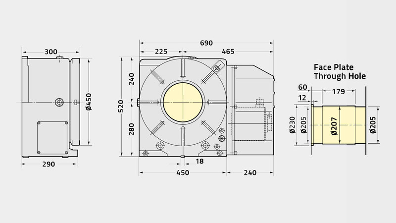 CNCB450 Rotary Table Technical Diagram 