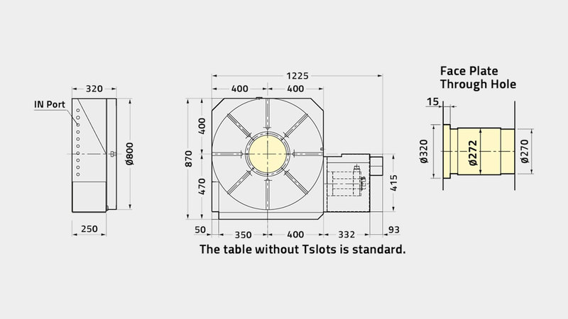 CNC802 Rotary Table 4th axis Technical Diagram 