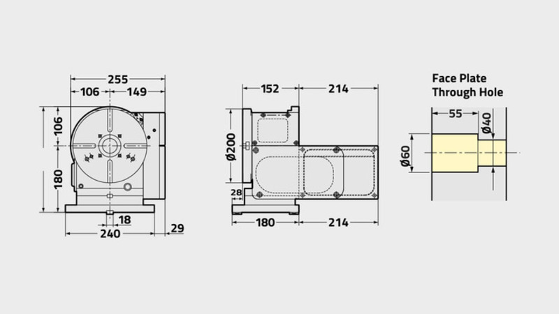 CNC(Z)202B Rotary Table Technical Diagram 