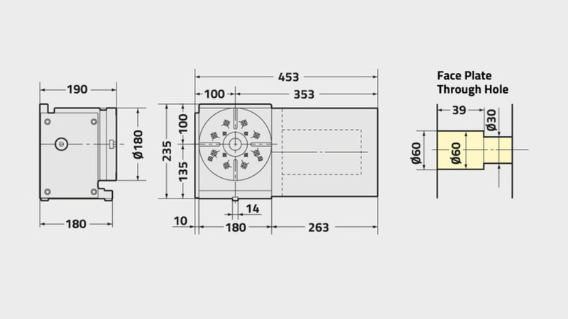 NSVZ180 Rotary Table Technical Diagram 