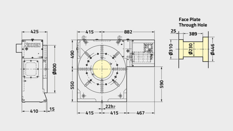 CNC803 Rotary Table Technical Diagram 